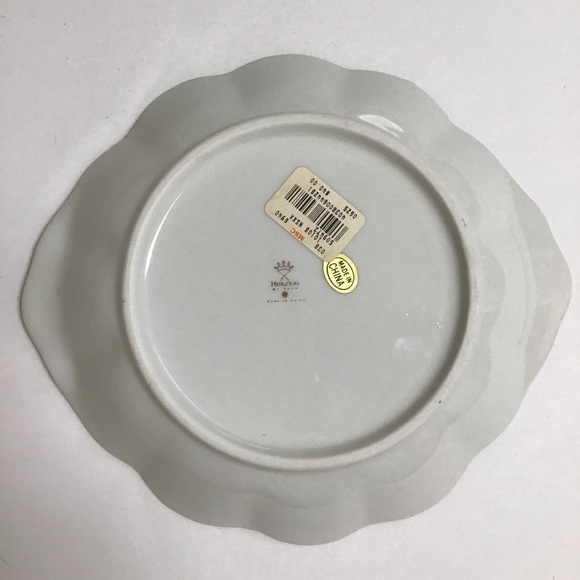 Vintage Heirloom by Toyo Floral Bowl Gold Trim Garden Bouquet Scalloped Leaves - Picture 11 of 12